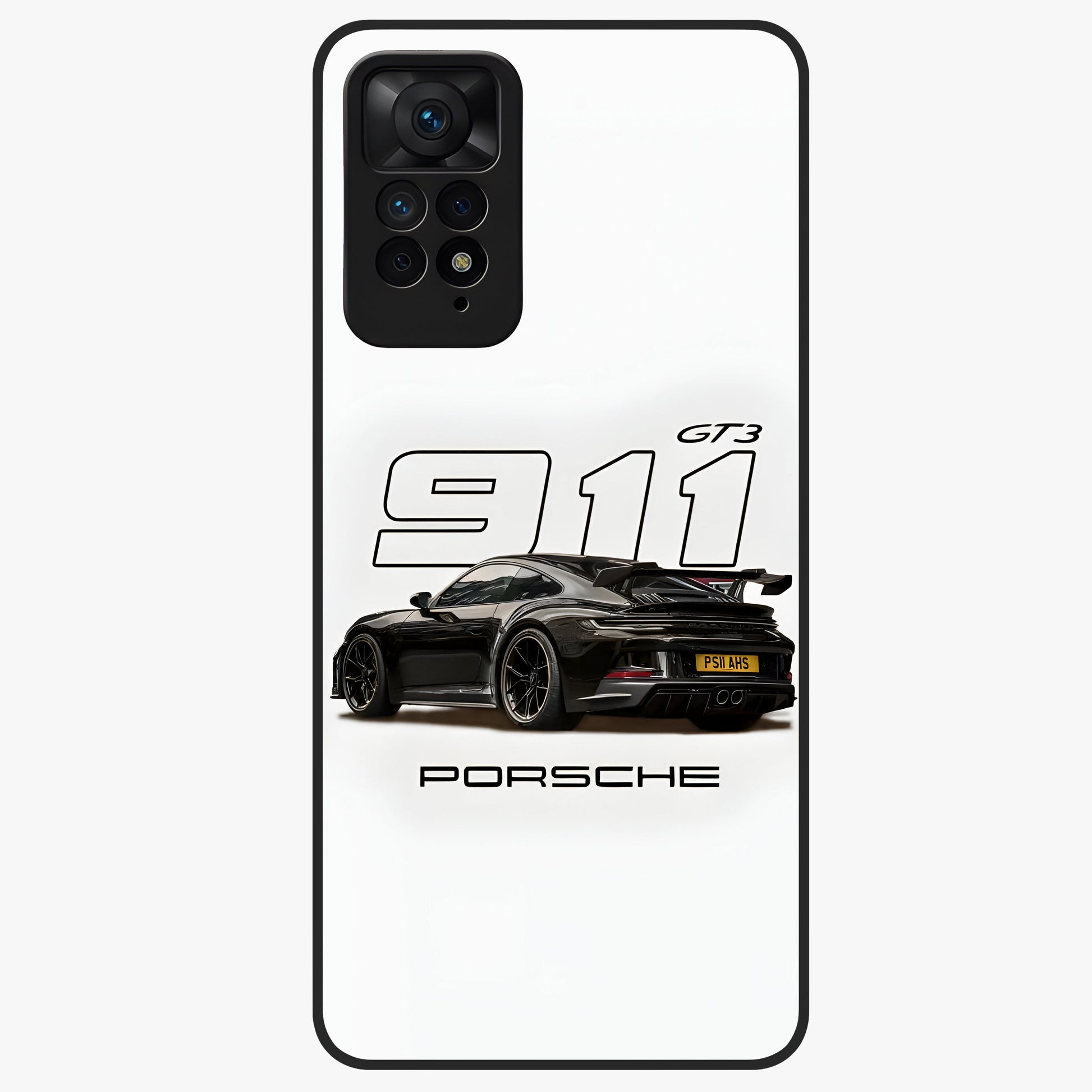 Turbo Legacy Icon Glass Case showing flat back view with iconic sports car inspired artwork and glossy glass finish.