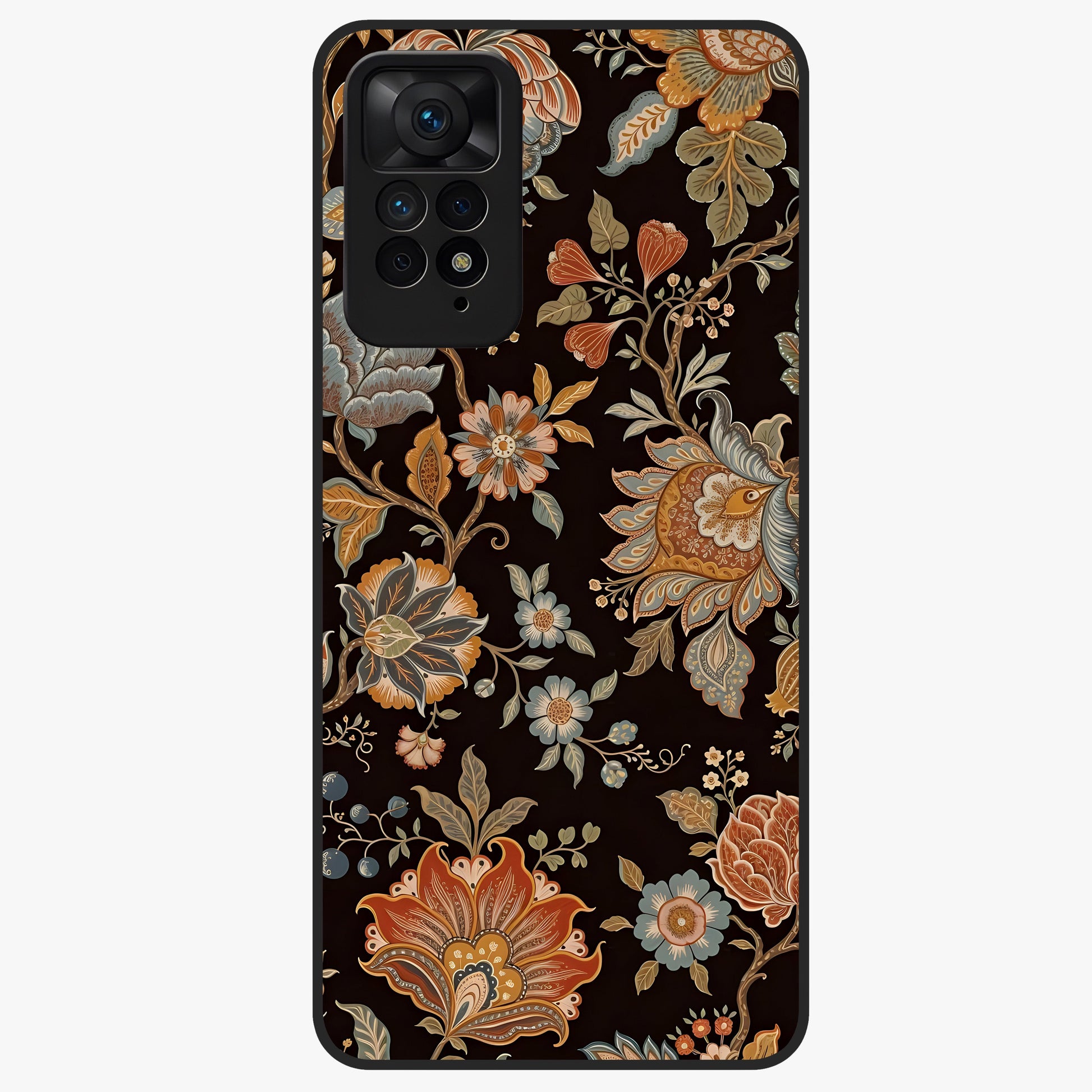 Vintage Floral Dream Glass Case showing flat back view with classic floral artwork and glossy glass finish.