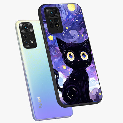 Abstract Cat Art Glass Case displayed in angled mockup highlighting modern abstract cat artwork and sleek glass surface.