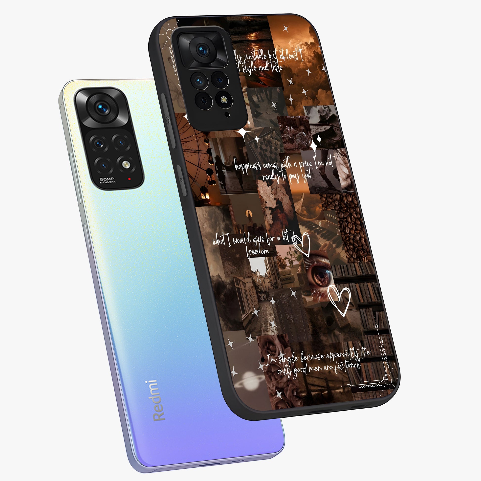 Bittersweet Aesthetic Chaos Glass Case displayed in angled mockup highlighting expressive abstract artwork and edgy aesthetic theme.