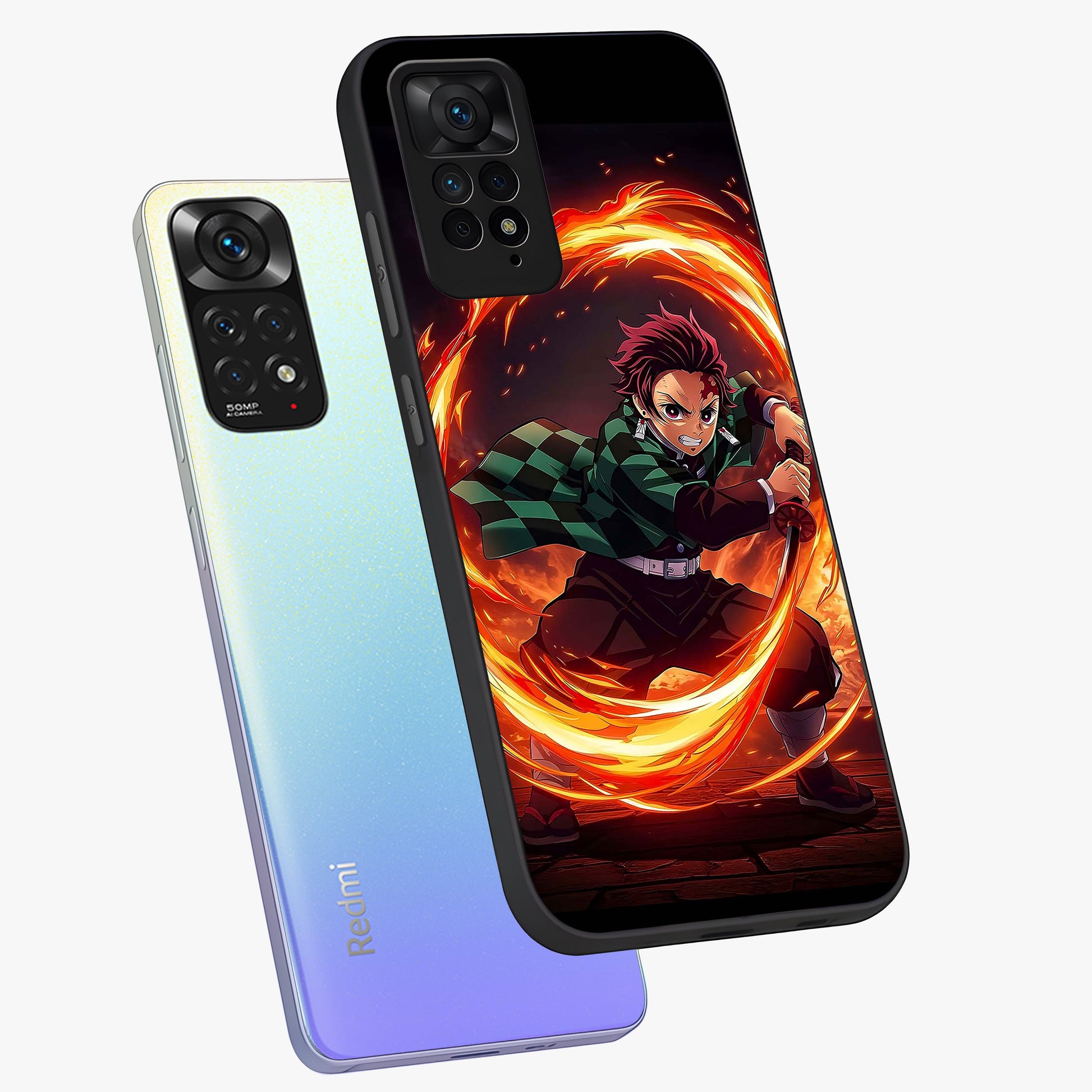 Blazing Sword Resolve Glass Case displayed in angled mockup highlighting powerful sword illustration and bold fantasy theme.