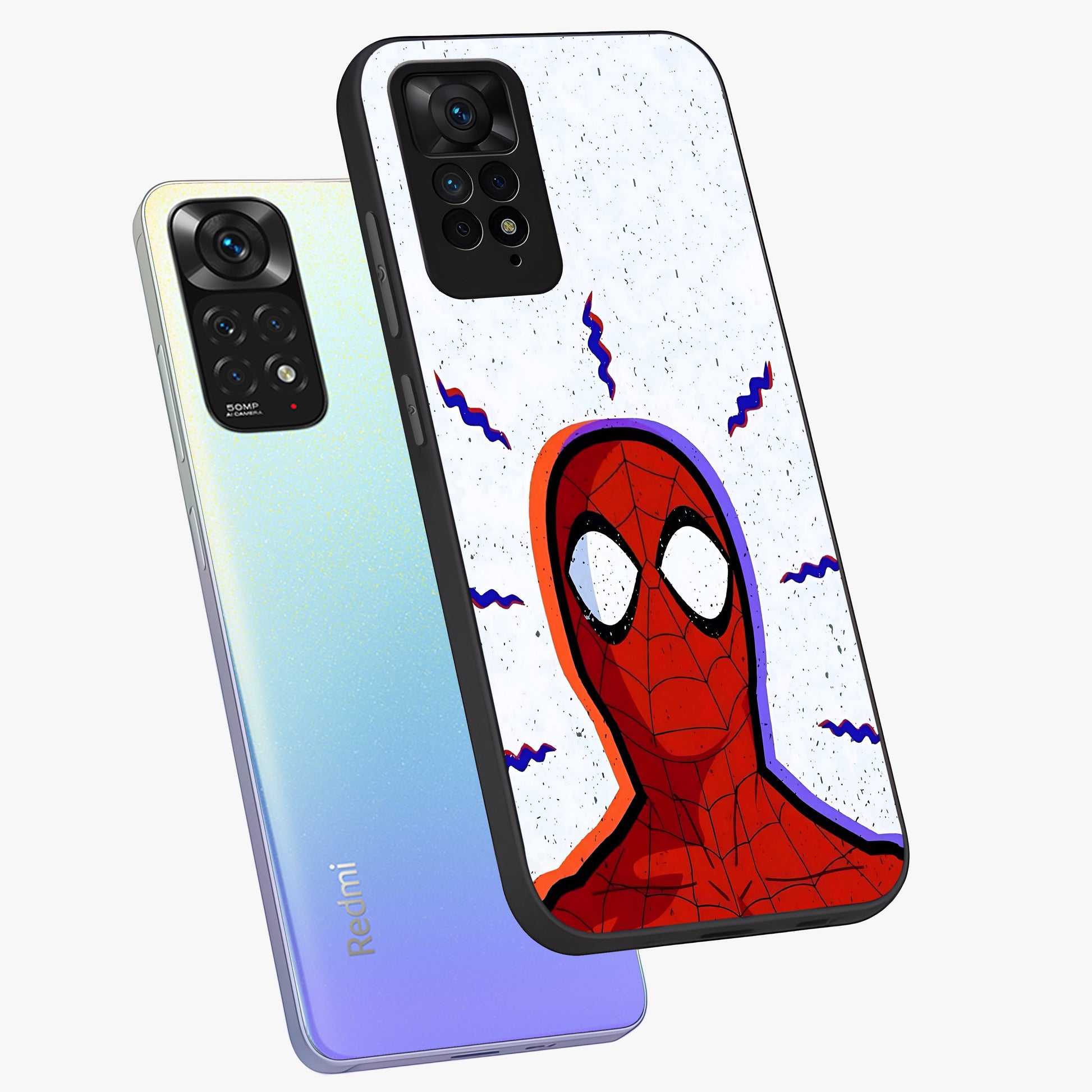 Omg Spiderman Glass Case displayed in angled mockup highlighting dynamic hero illustration with action comic aesthetic.