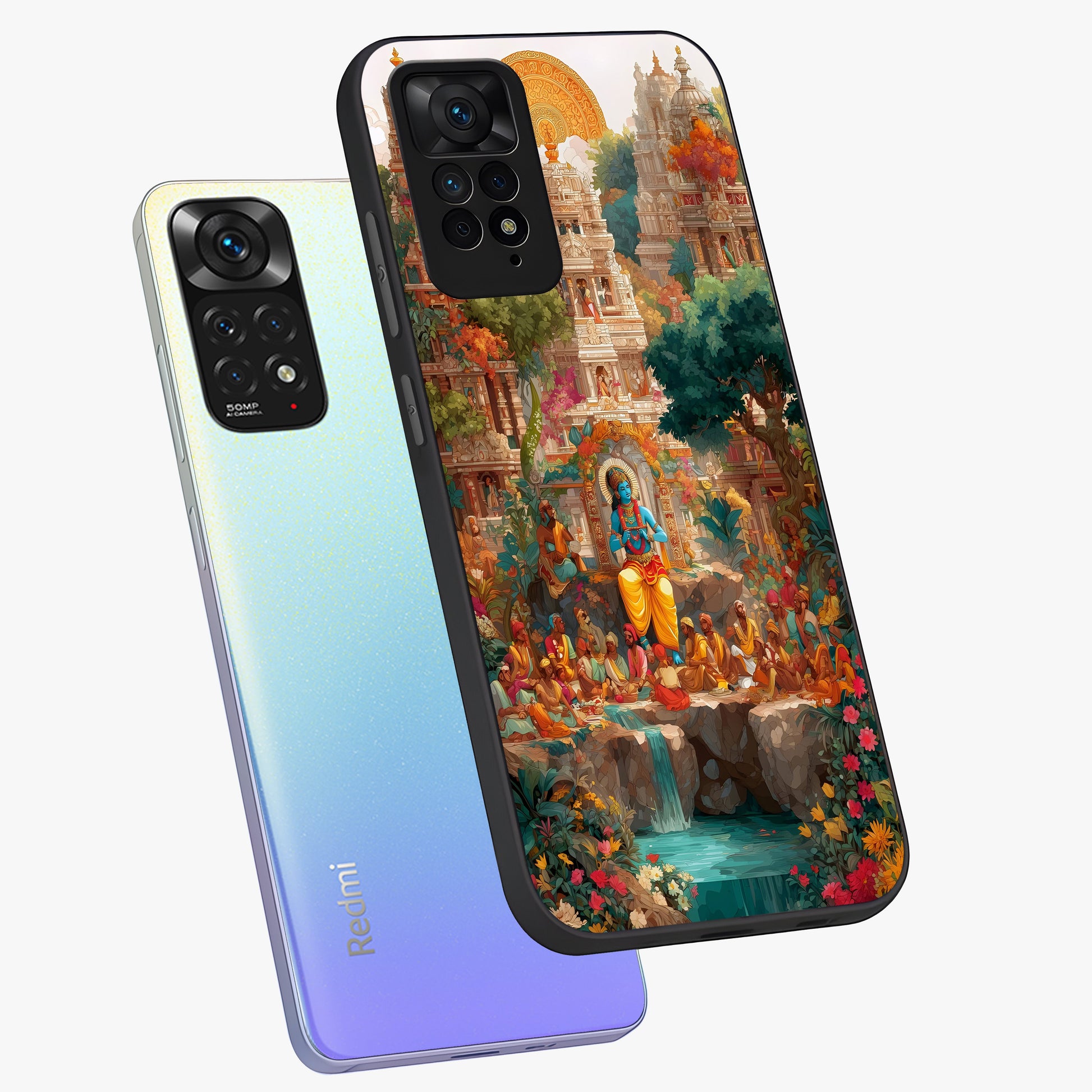 Sacred Sunlight Gods Glass Case displayed in angled mockup highlighting radiant spiritual design with celestial aesthetic.