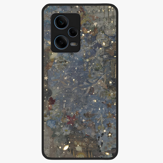 Aesthetic Astrolophia Glass Case showing flat back view with dreamy aesthetic design and glossy glass finish.