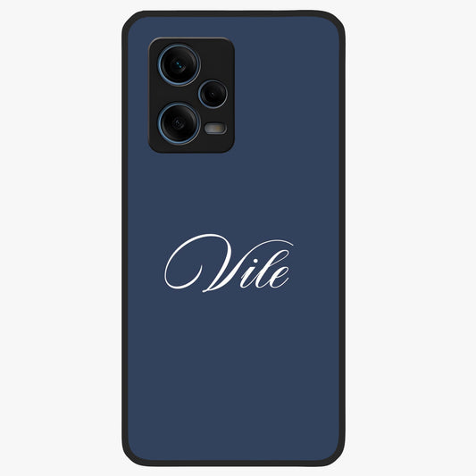 Blue Background Personalized Custom Name Glass Case showing flat back view with minimal blue background and custom name design.