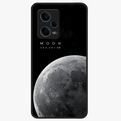Cosmic Moon Glow Glass Case showing flat back view with glowing moon artwork and glossy glass finish.