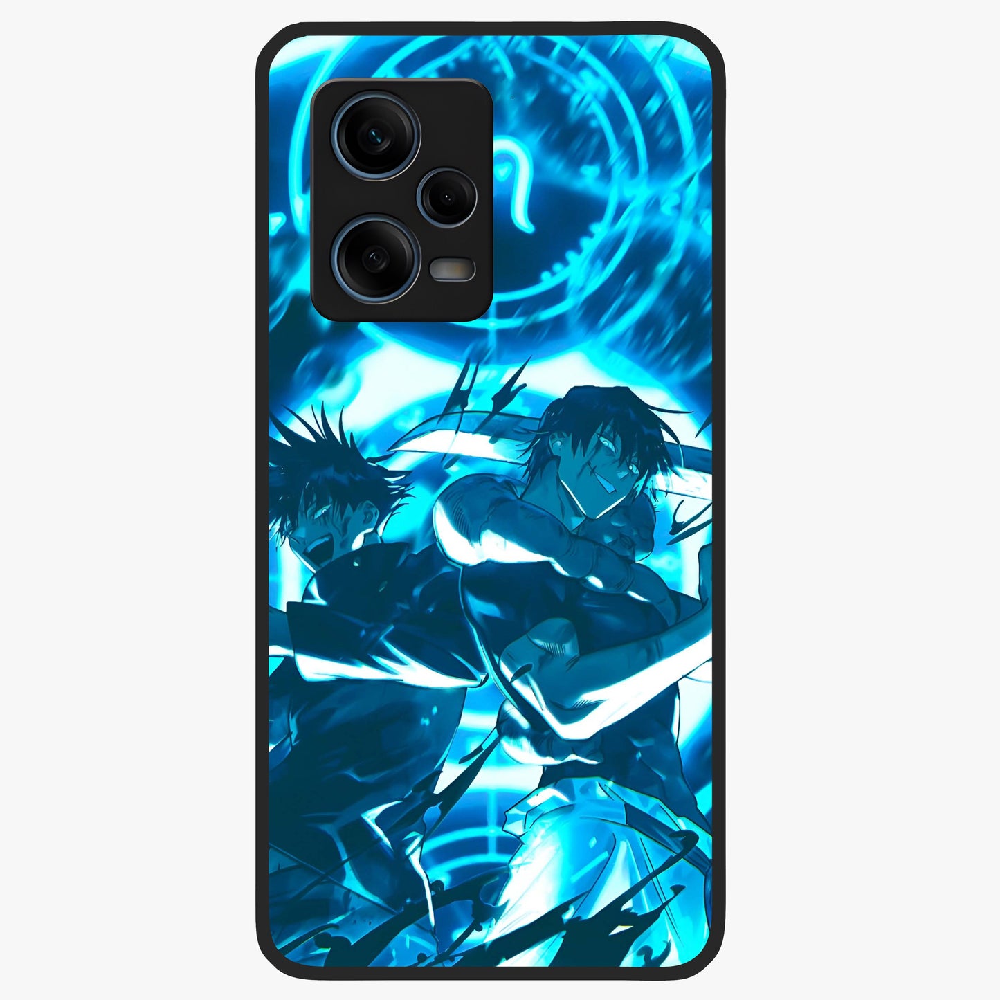 Cursed Energy Clash Glass Case showing flat back view with intense cursed energy artwork and glossy glass finish.