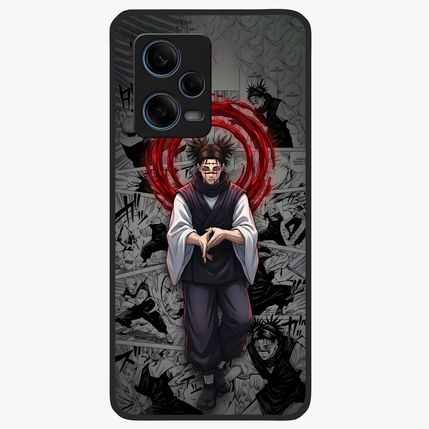Cursed Ritual Ascension Glass Case showing flat back view with dark ritual themed artwork and glossy glass finish.
