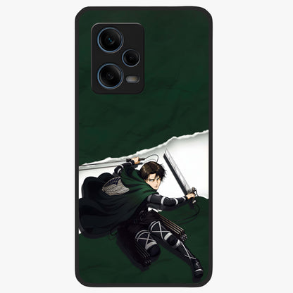 Emerald War Vanguard Glass Case showing flat back view with powerful warrior themed artwork and glossy glass finish.