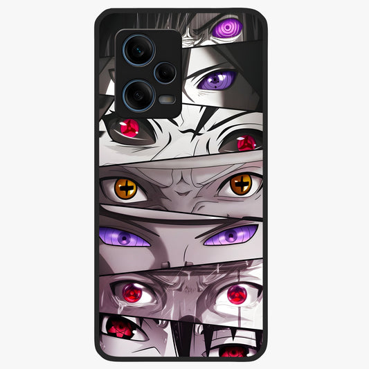 Eyes of Destiny Glass Case showing flat back view with striking eye themed artwork and glossy glass finish.