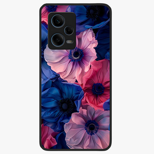 Flower Paper Art Pattern Glass Case showing flat back view with paper cut style floral artwork and glossy glass finish.