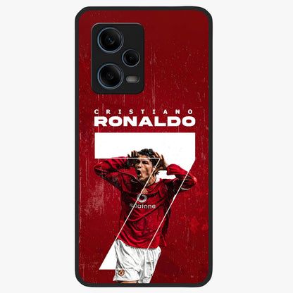 Goal Celebration Legacy Glass Case showing flat back view with football celebration inspired artwork and glossy glass finish.