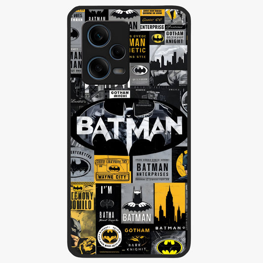 Knight Gotham Rise Glass Case showing flat back view with dark hero inspired artwork and glossy glass finish.