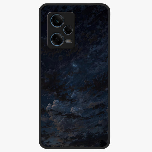 Lunar Veil Silence Glass Case showing flat back view with mystical moon veil artwork and glossy glass finish.