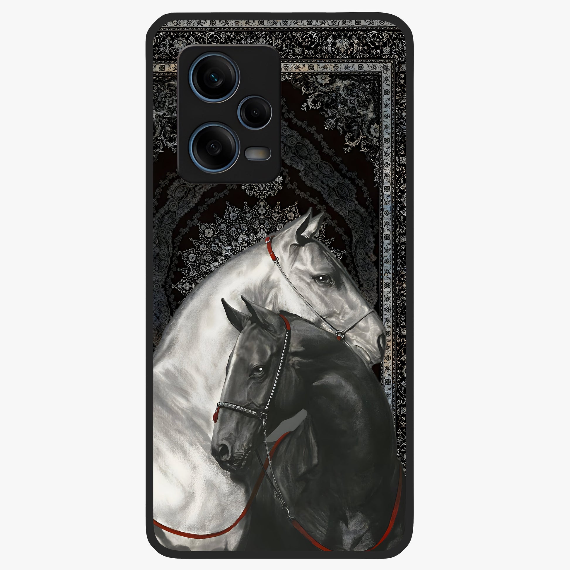 Majestic Ride Legacy Glass Case showing flat back view with powerful automotive inspired artwork and glossy glass finish.