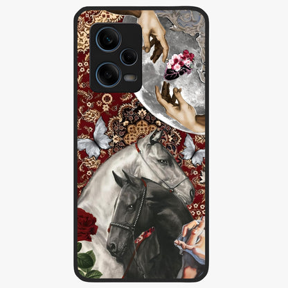 Moonlit Royal Stallion Glass Case showing flat back view with majestic horse under moonlight artwork and glossy glass finish.