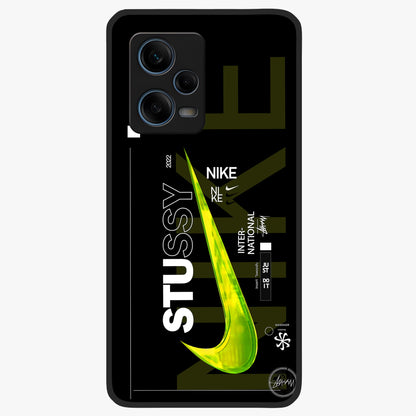 Neon Street Edition Glass Case showing flat back view with neon street style artwork and glossy glass finish.