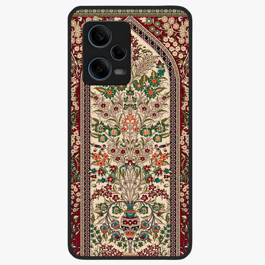 Persian Inspired Glass Case showing flat back view with ornate Persian style pattern artwork and glossy glass finish.