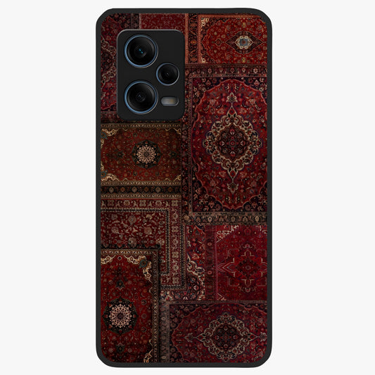 Persian Velvet Tale Glass Case showing flat back view with luxurious Persian velvet pattern artwork and glossy glass finish.