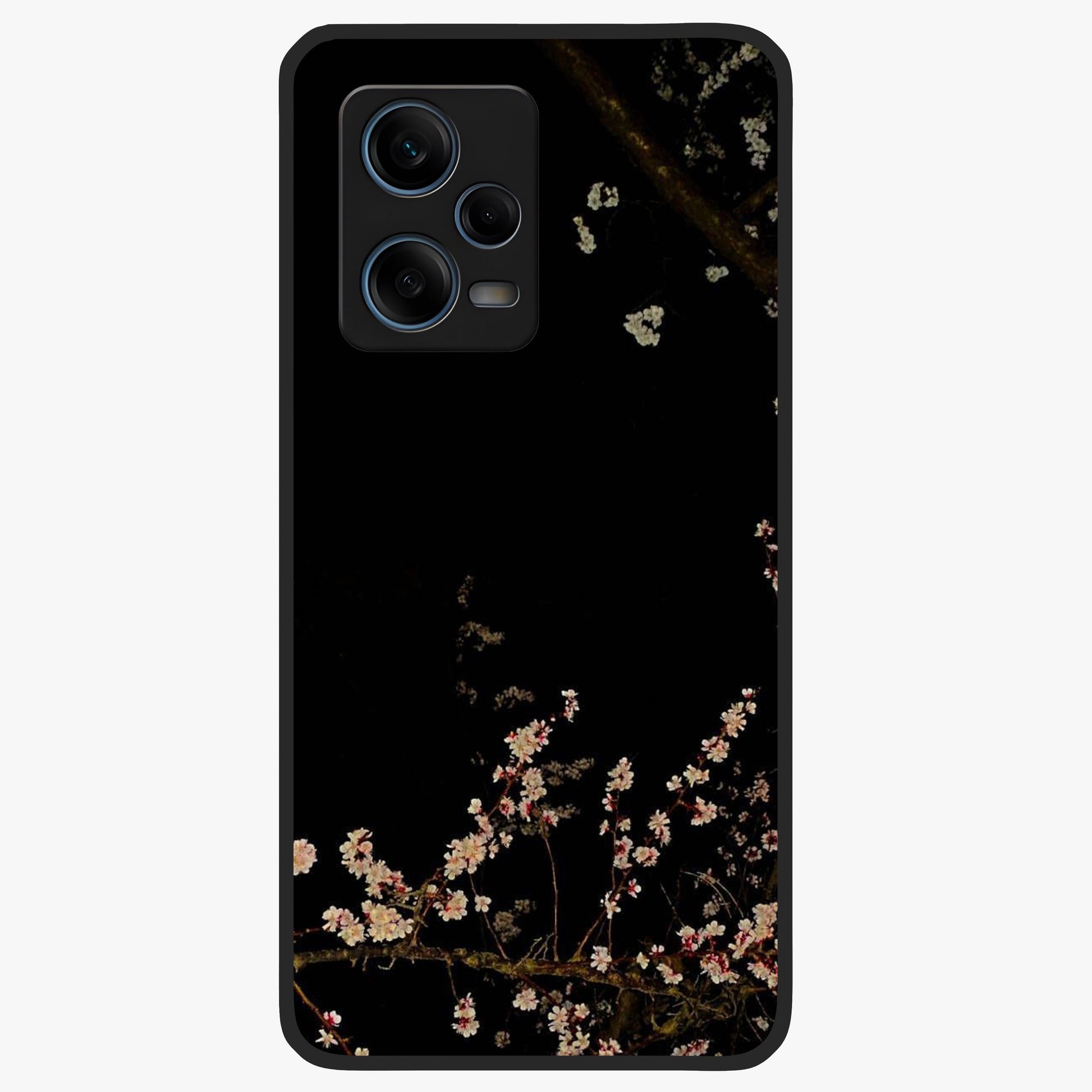 Petal Moon Light With Custom Name Glass Case showing flat back view with floral moonlight artwork and personalized name design.