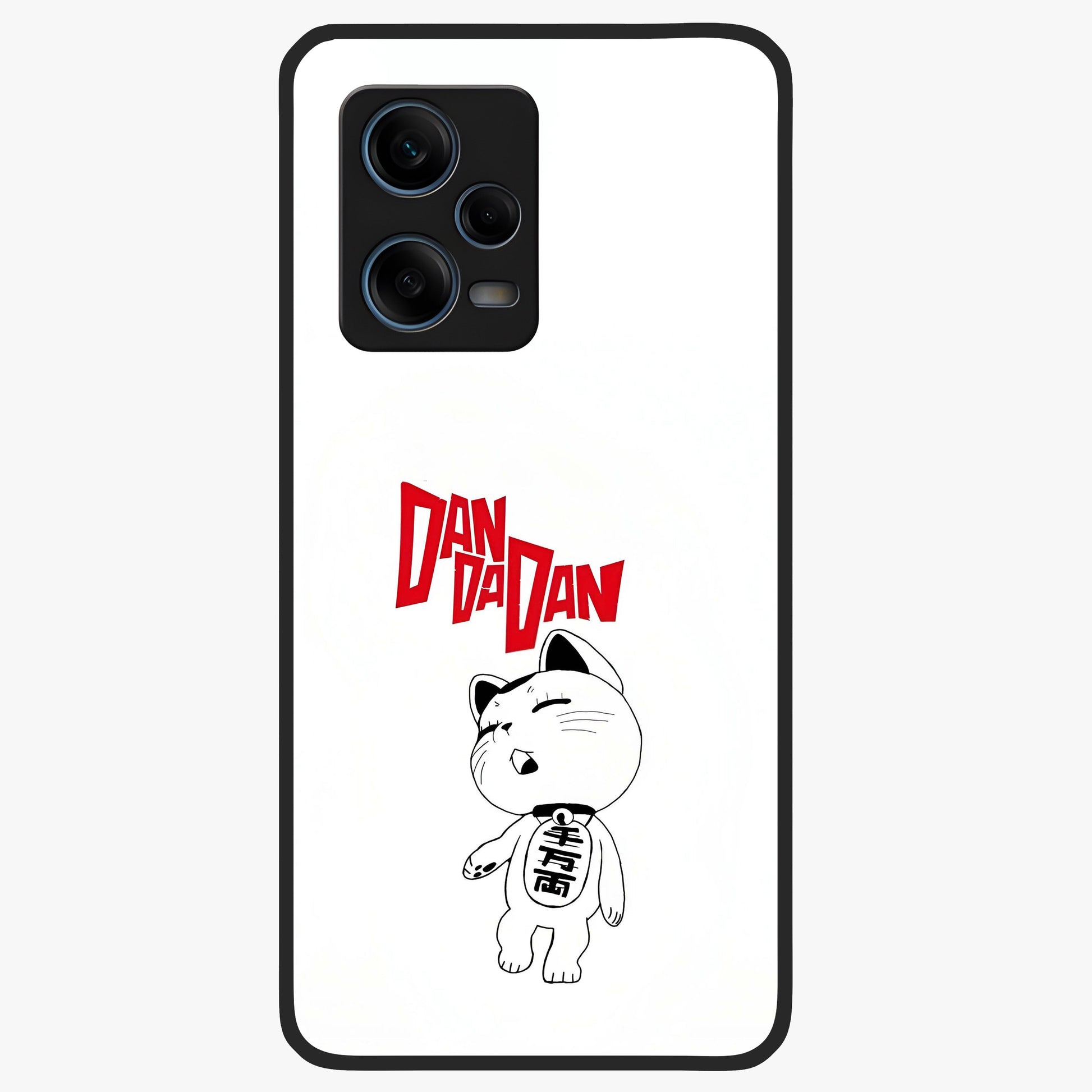 Playful Spirit Charm Glass Case showing flat back view with cheerful charm themed artwork and glossy glass finish.