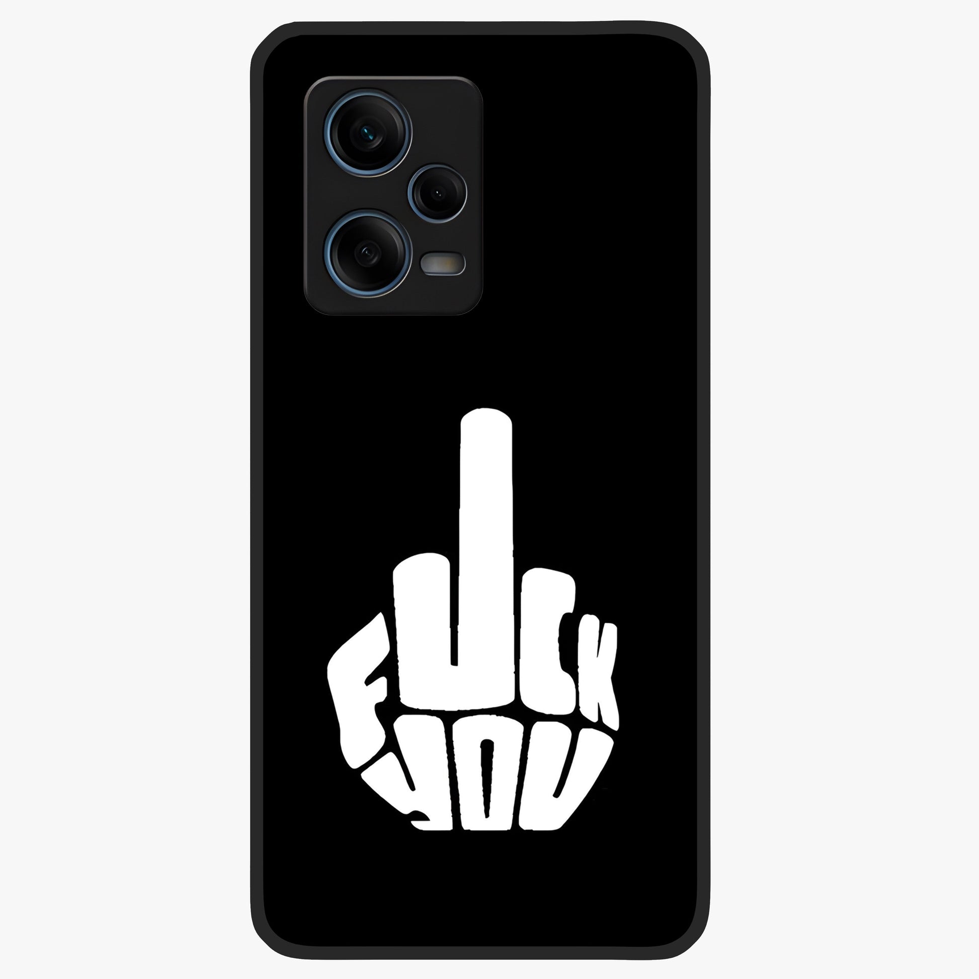 Rebel Mode On Glass Case showing flat back view with bold rebellious typography artwork and glossy glass finish.