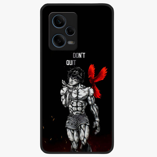 Rise Beyond Limits Glass Case showing flat back view with motivational typography artwork and glossy glass finish.