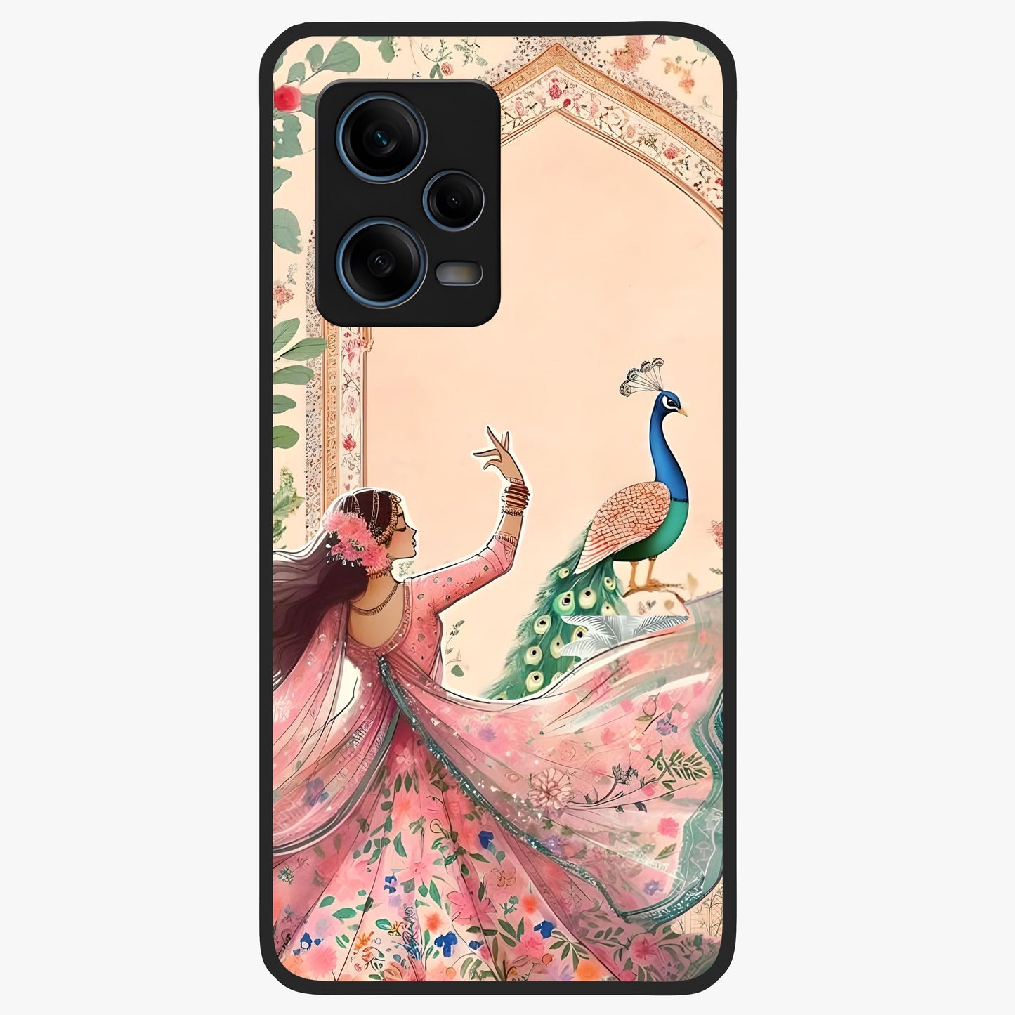 Royal Grace Muse Glass Case showing flat back view with elegant artistic artwork and glossy glass finish.