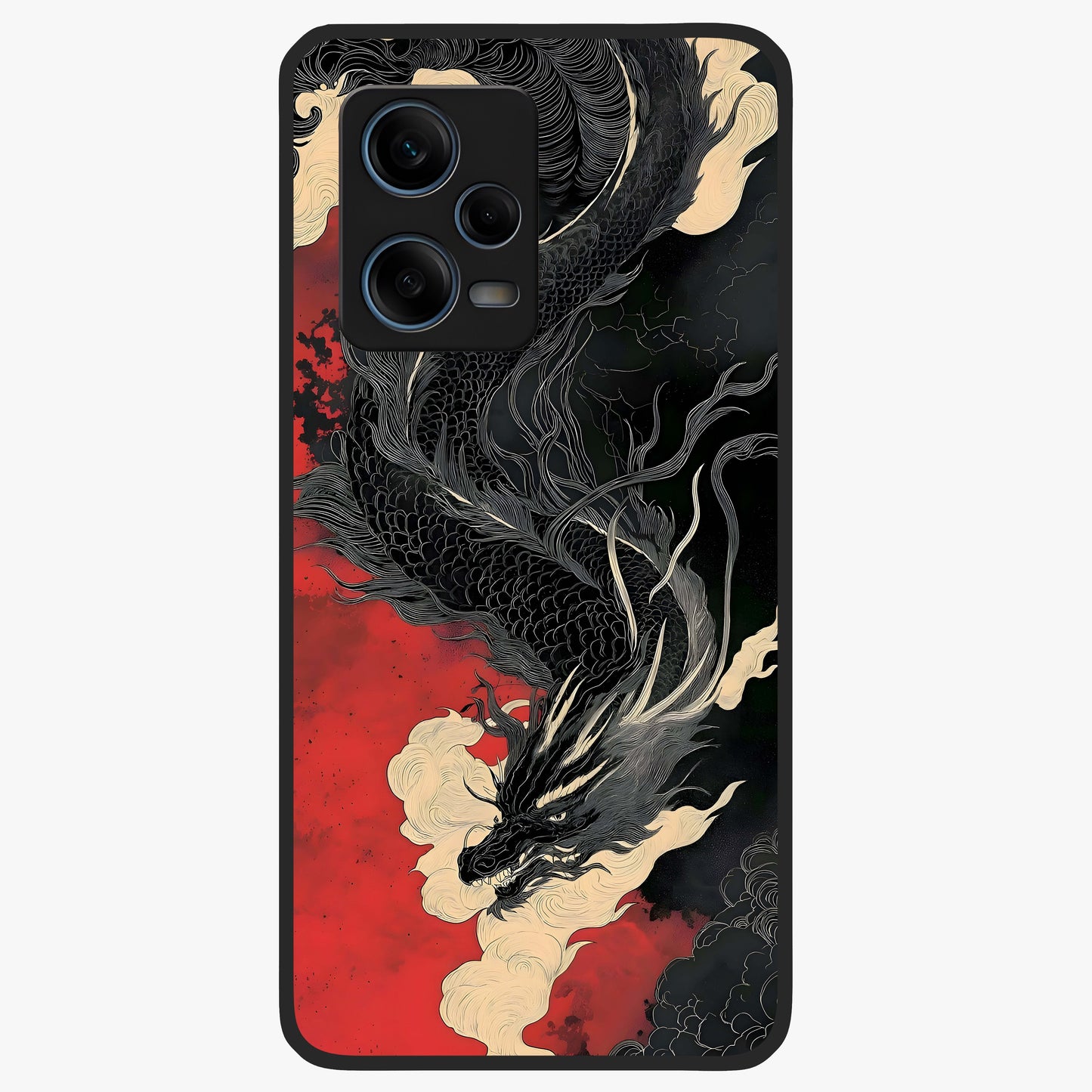 Shadow Dragon Fury Glass Case showing flat back view with fierce dragon artwork and glossy glass finish.