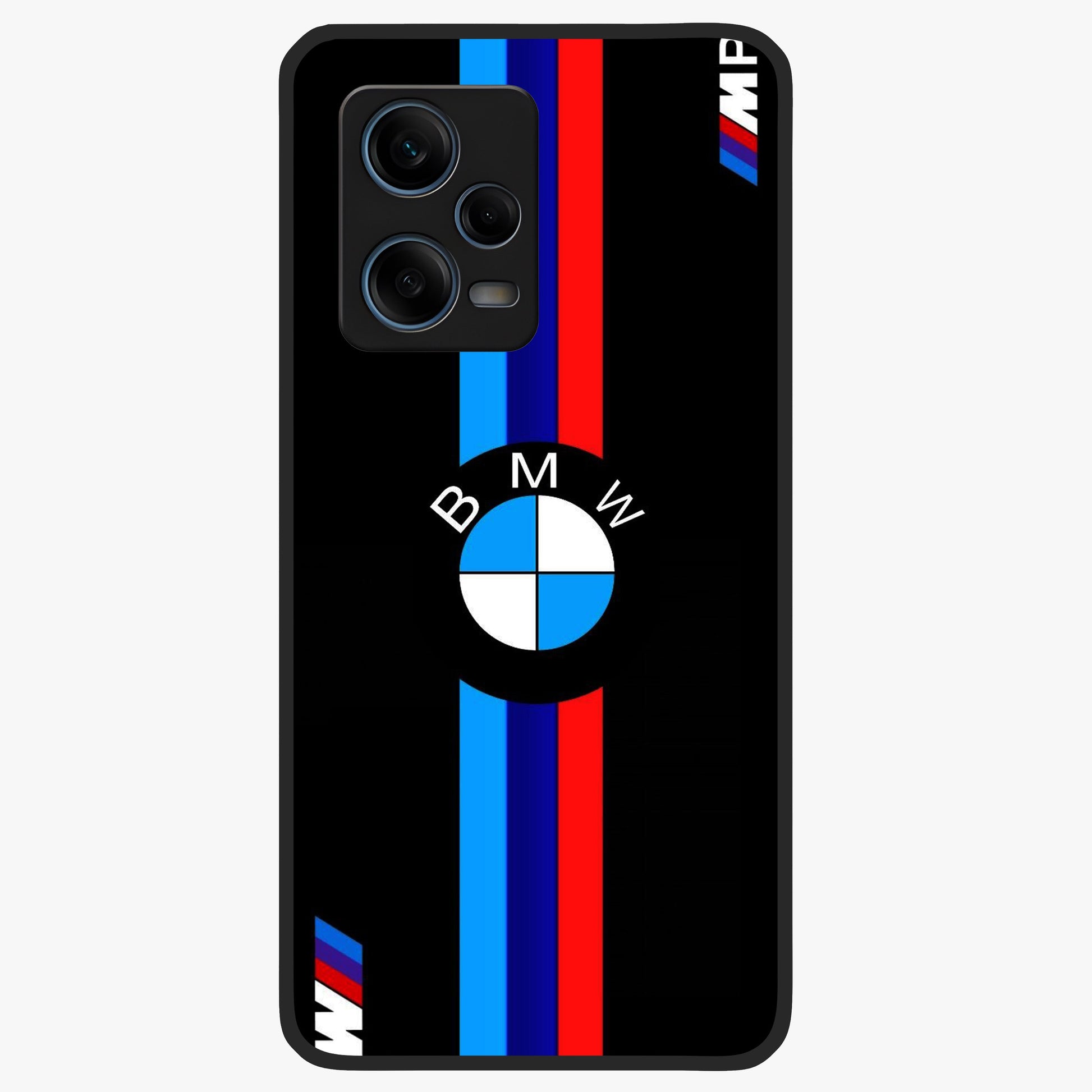 Turbo BMW Beast Glass Case showing flat back view with high performance sports car artwork and glossy glass finish.