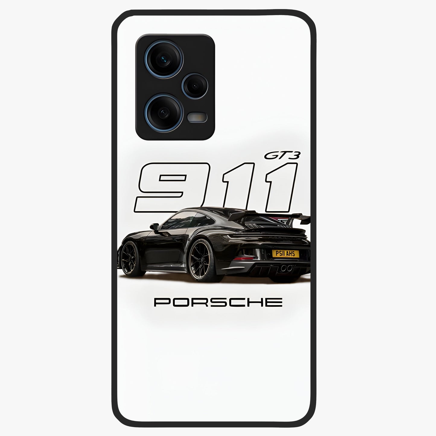 Turbo Legacy Icon Glass Case showing flat back view with iconic sports car inspired artwork and glossy glass finish.