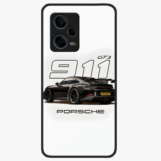 Turbo Legacy Icon Glass Case showing flat back view with iconic sports car inspired artwork and glossy glass finish.