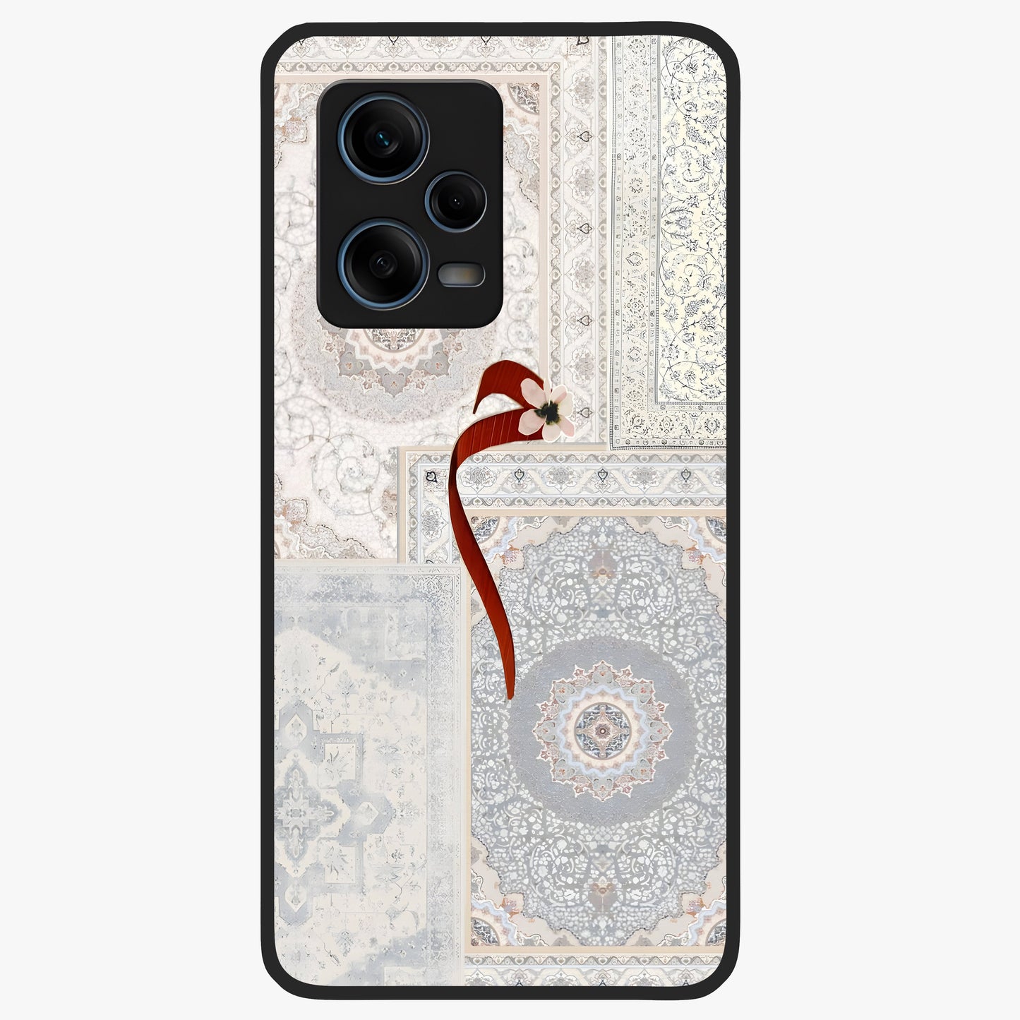White Aesthetic Bow Glass Case showing flat back view with minimal bow artwork and glossy glass finish.
