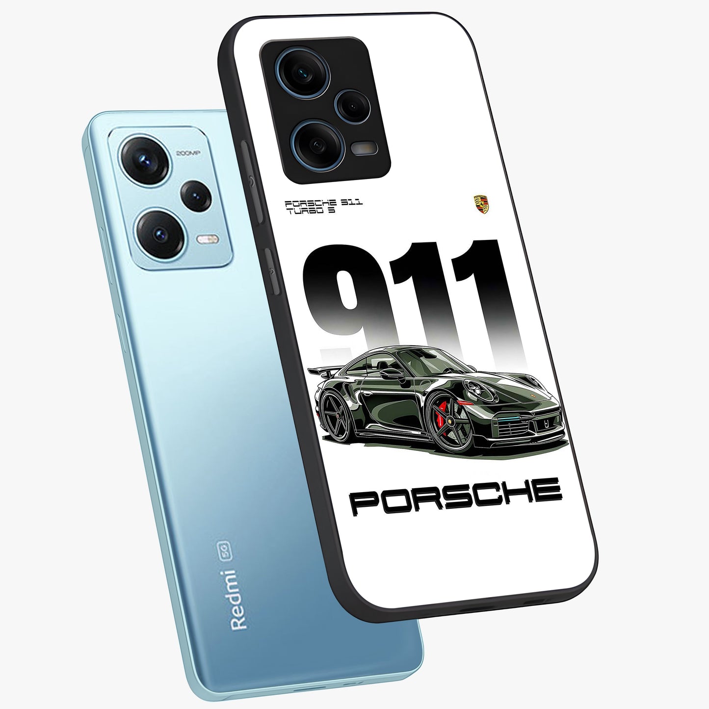 911 Turbo Dominance Glass Case displayed in premium angled mockup highlighting sporty car illustration and sleek glass surface.