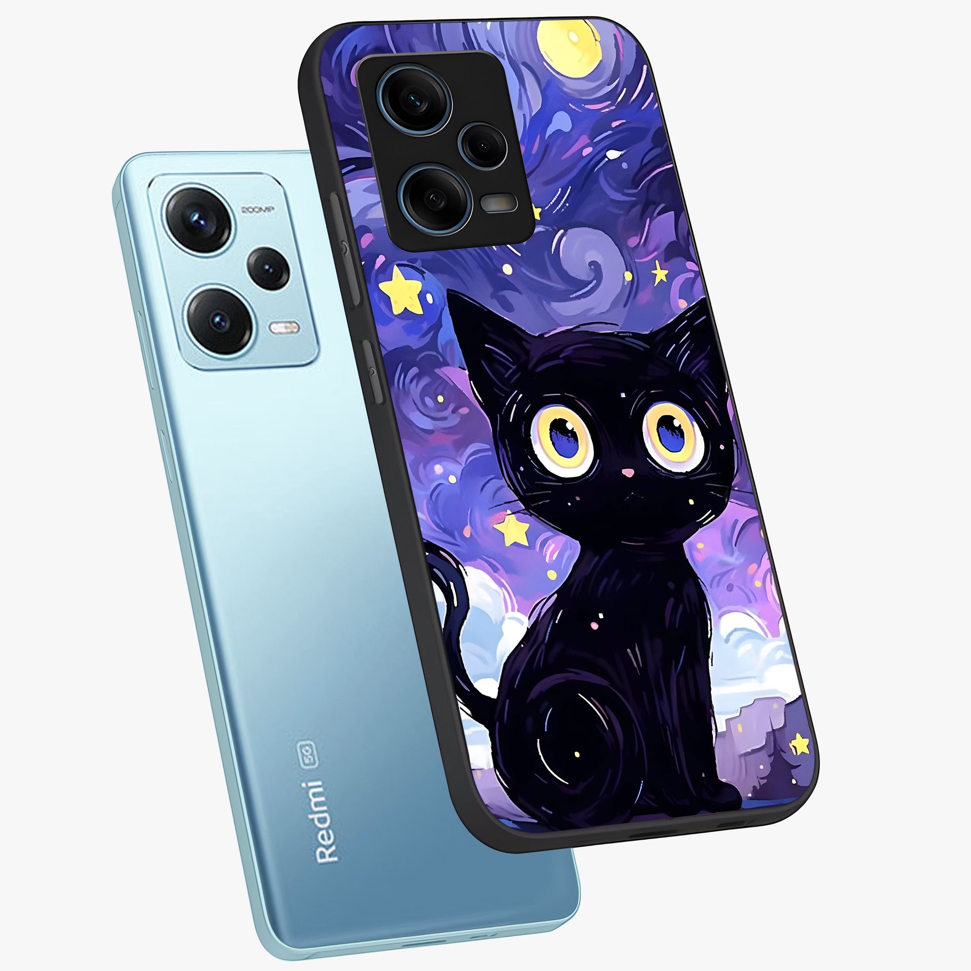 Abstract Cat Art Glass Case displayed in angled mockup highlighting modern abstract cat artwork and sleek glass surface.