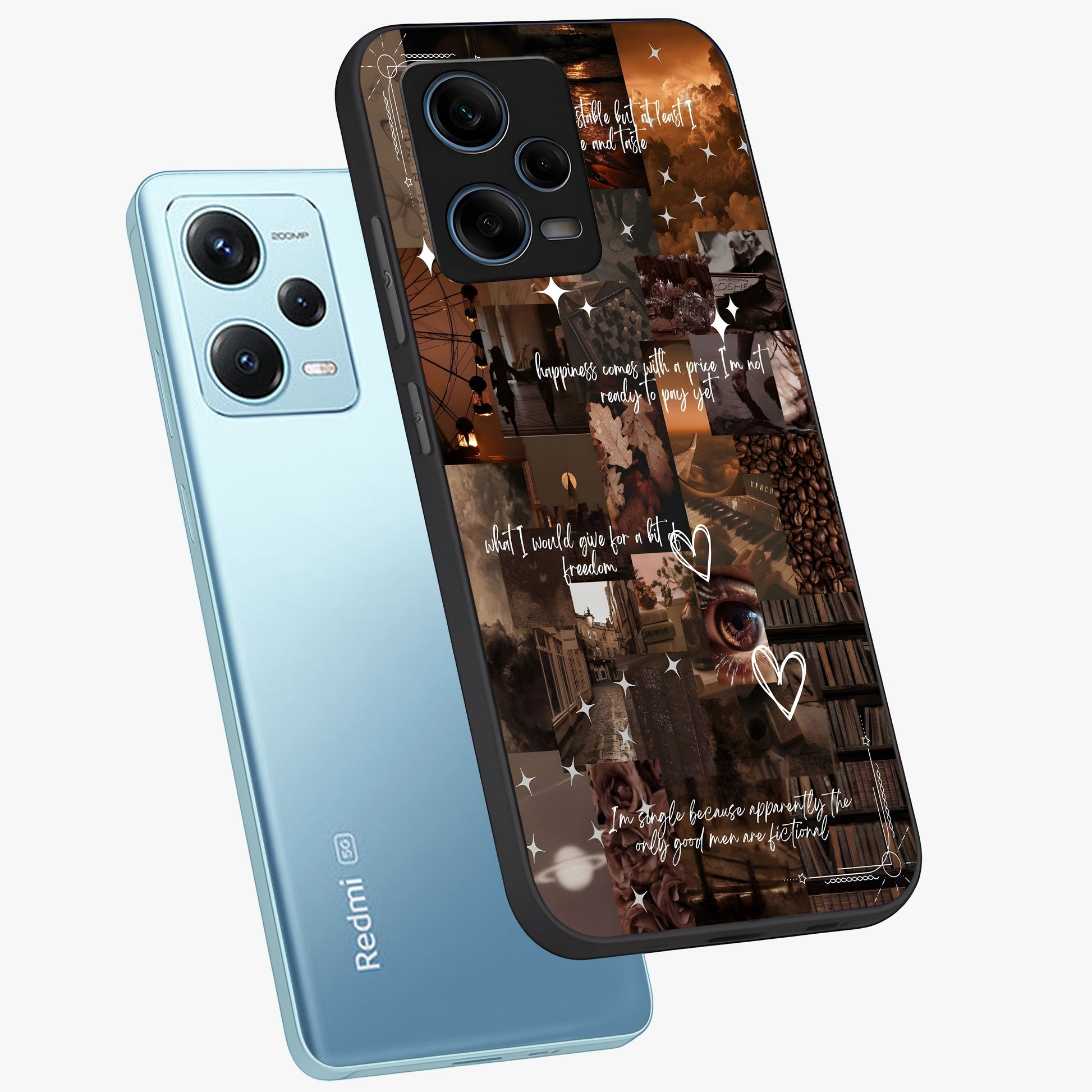 Bittersweet Aesthetic Chaos Glass Case displayed in angled mockup highlighting expressive abstract artwork and edgy aesthetic theme.
