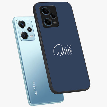 Blue Vintage Floral Pattern Glass Case showing flat back view with elegant vintage floral artwork and glossy glass finish.