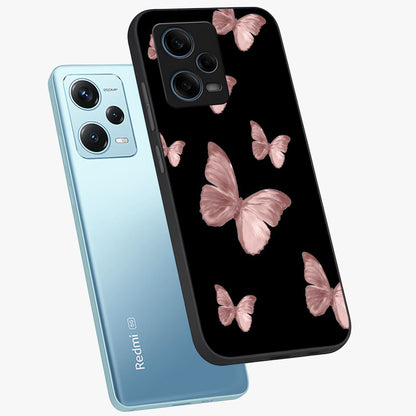 Butterfly Pattern Glass Case displayed in angled mockup highlighting delicate butterfly design and aesthetic pattern style.