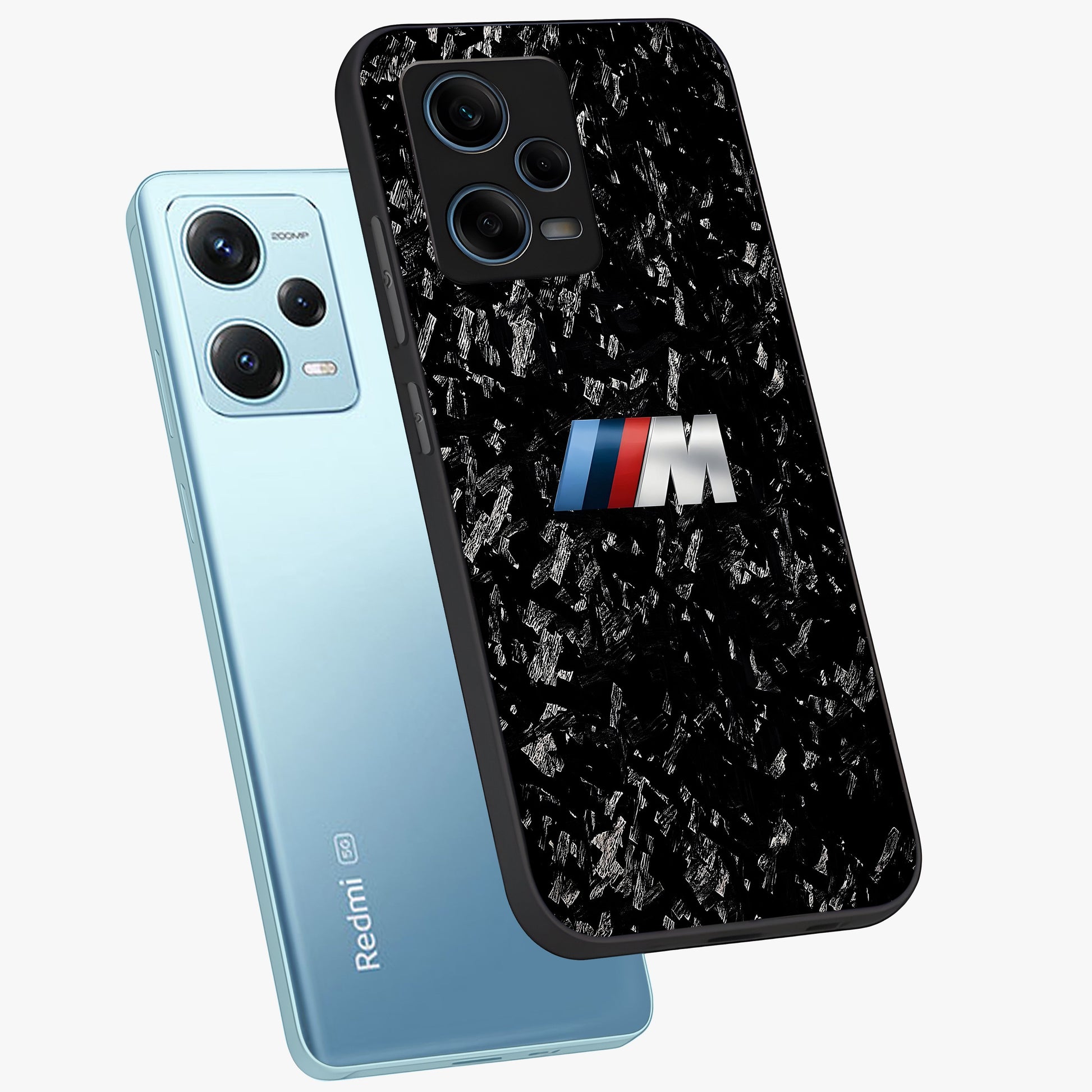 Carbon Speed Mark Glass Case displayed in angled mockup highlighting racing inspired carbon design and sleek aesthetic style.