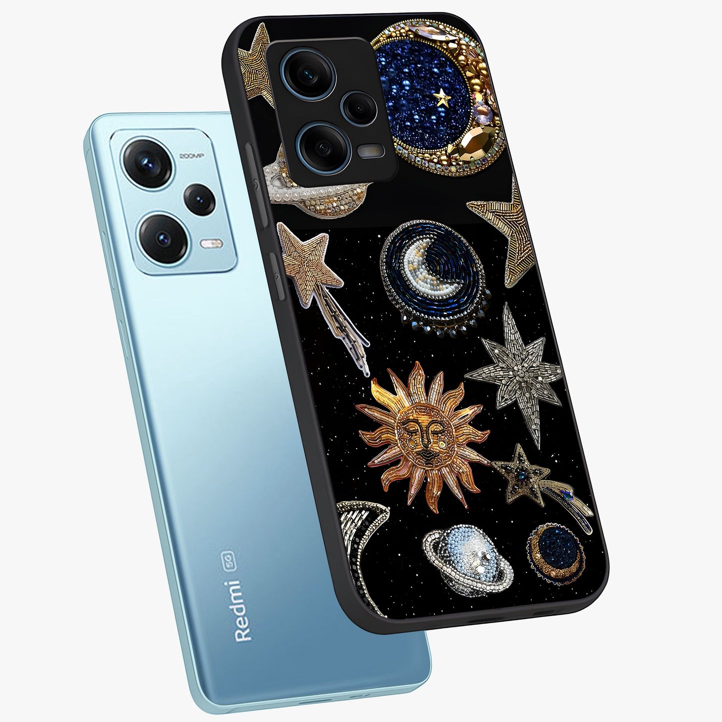 Celestial Gem Constellations Glass Case displayed in angled mockup highlighting gemstone inspired constellation design.