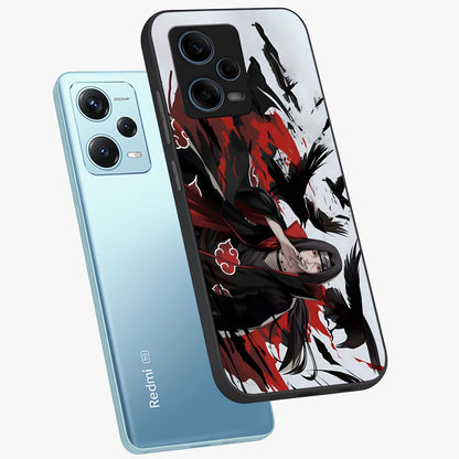Crimson Crow Illusion Glass Case displayed in angled mockup highlighting mysterious crow graphic with dark aesthetic style.