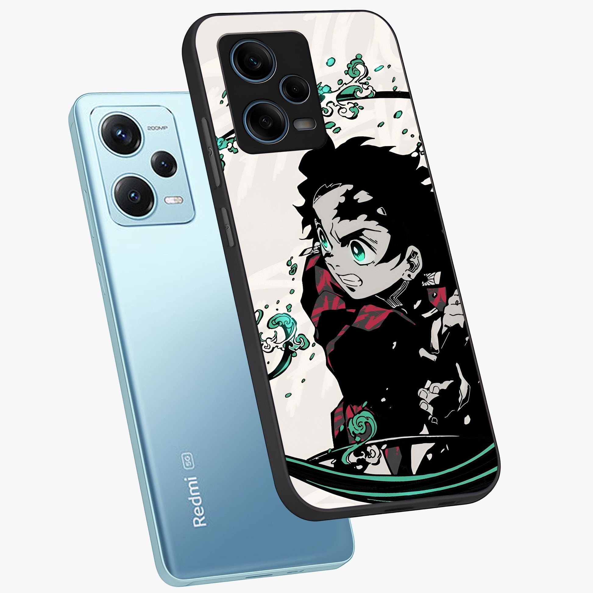 Demon Slayer Glass Case displayed in angled mockup highlighting dramatic anime character design with action aesthetic.