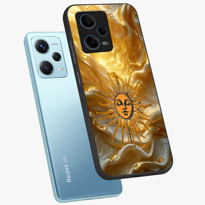 Eternal Golden Glow Glass Case displayed in angled mockup highlighting glowing golden aesthetic design with elegant style.