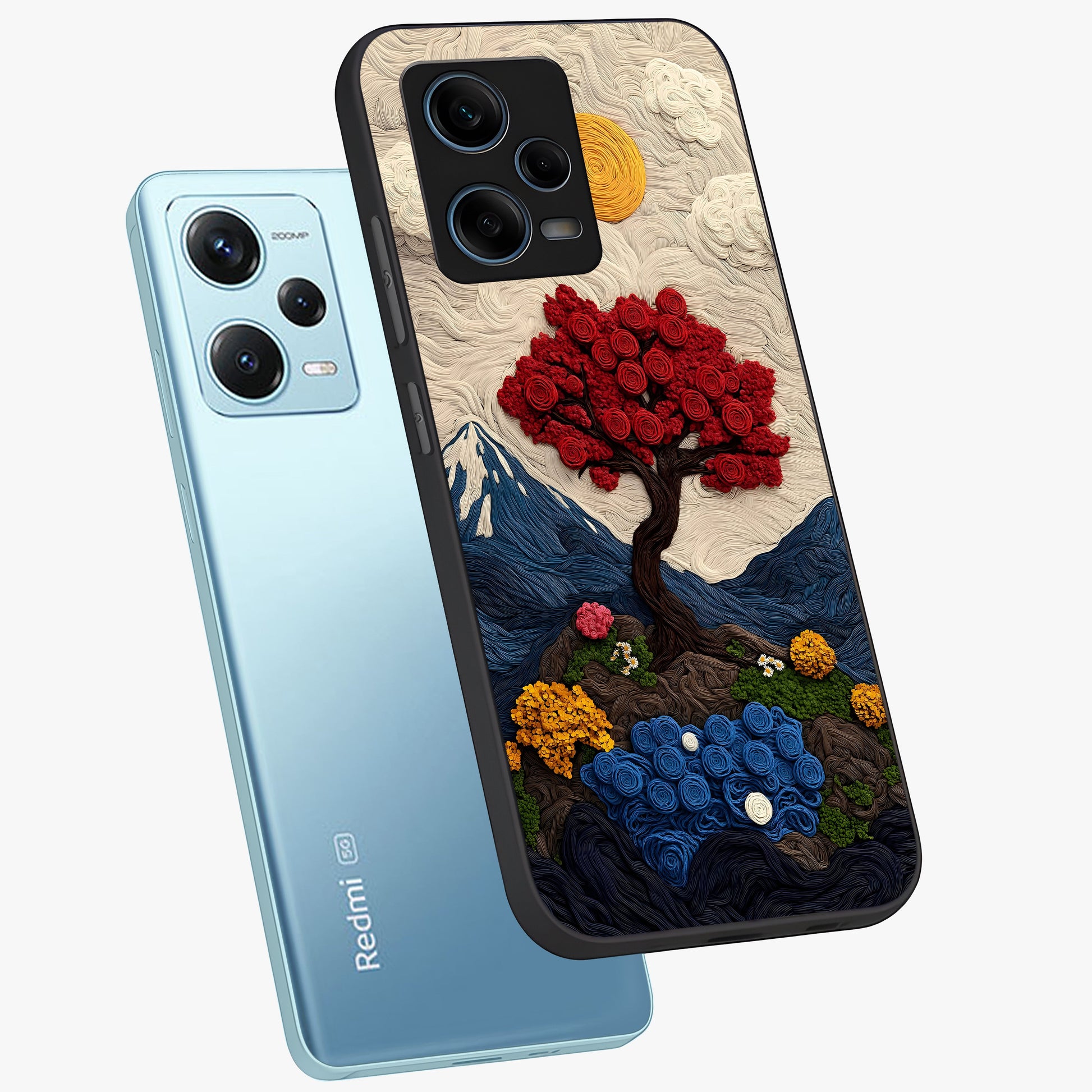 Eternal Nature Tapestry Glass Case displayed in angled mockup highlighting detailed botanical pattern with artistic aesthetic.