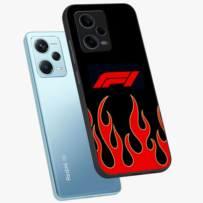 Fire F11 Glass Case displayed in angled mockup highlighting bold fire inspired graphic with energetic aesthetic style.