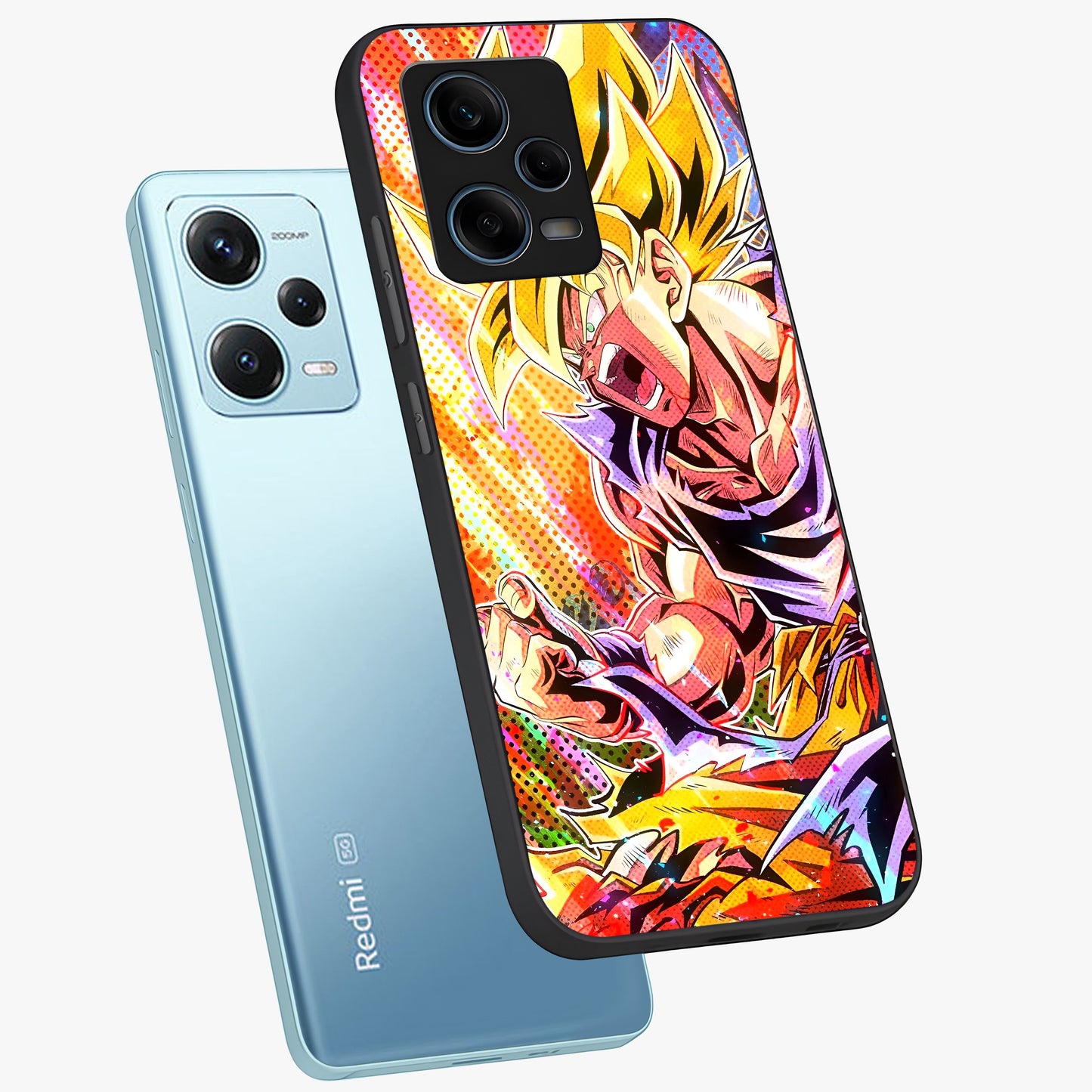 Firing Goku Glass Case displayed in angled mockup highlighting dynamic anime character design with action aesthetic.