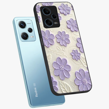 Floral Wall Art With Purple Flowers Glass Case displayed in angled mockup highlighting vibrant purple floral illustration with artistic aesthetic.