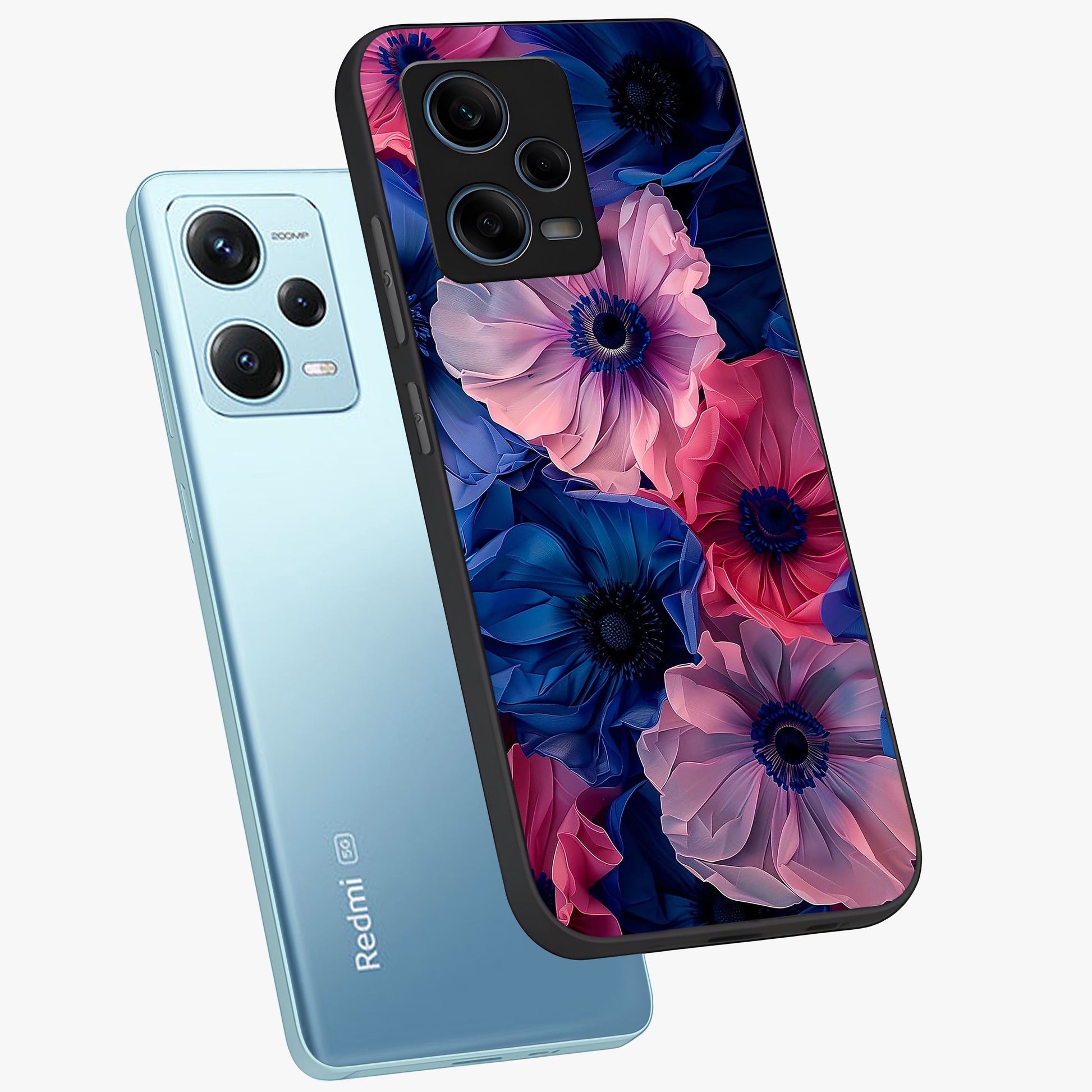 Flower Paper Art Pattern Glass Case displayed in angled mockup highlighting layered paper flower design with artistic aesthetic.