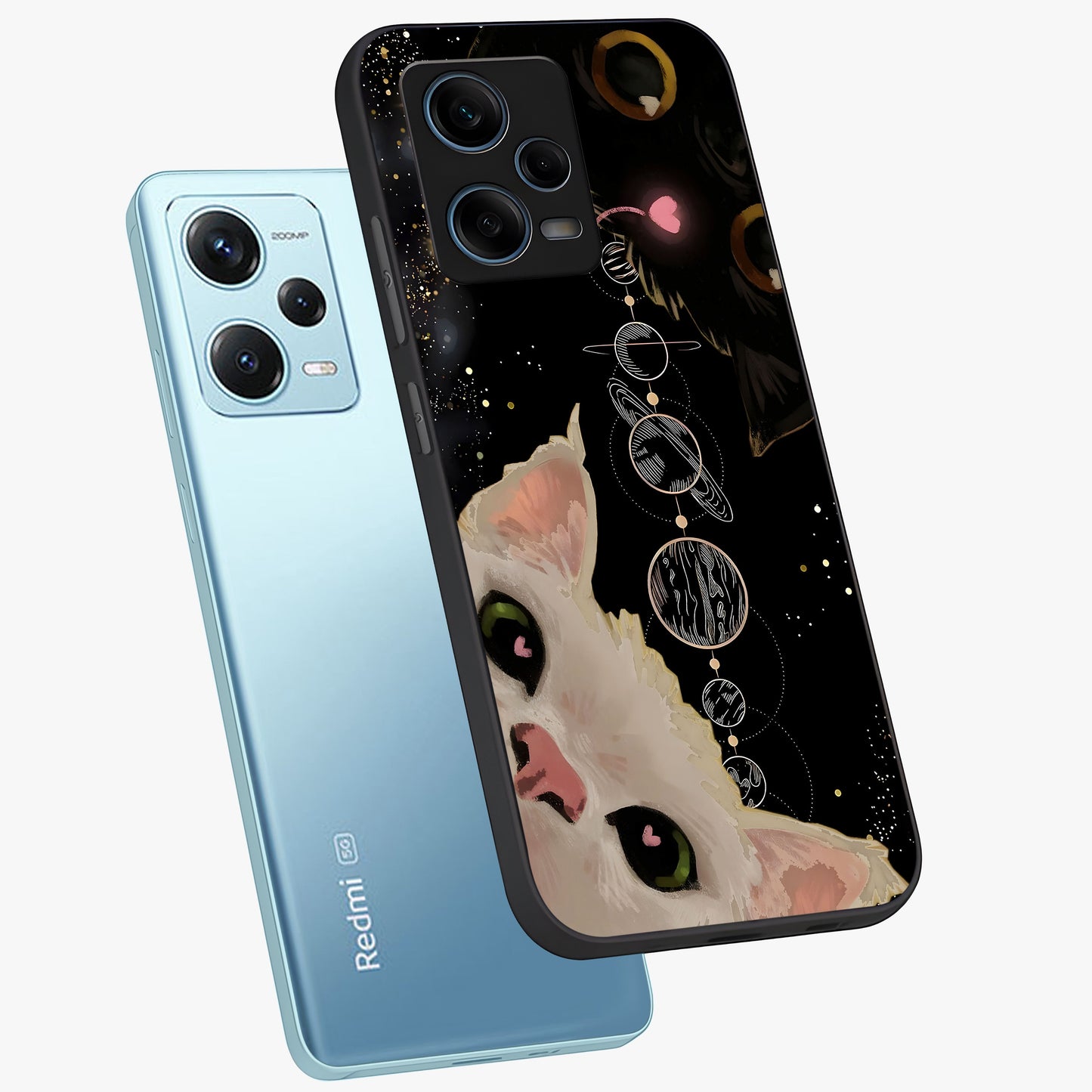 Galactic Cat Glass Case displayed in angled mockup highlighting celestial feline illustration with galaxy aesthetic style.