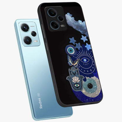 Galactic Charm Cluster Glass Case displayed in angled mockup highlighting luminous galaxy inspired design with dreamy aesthetic.